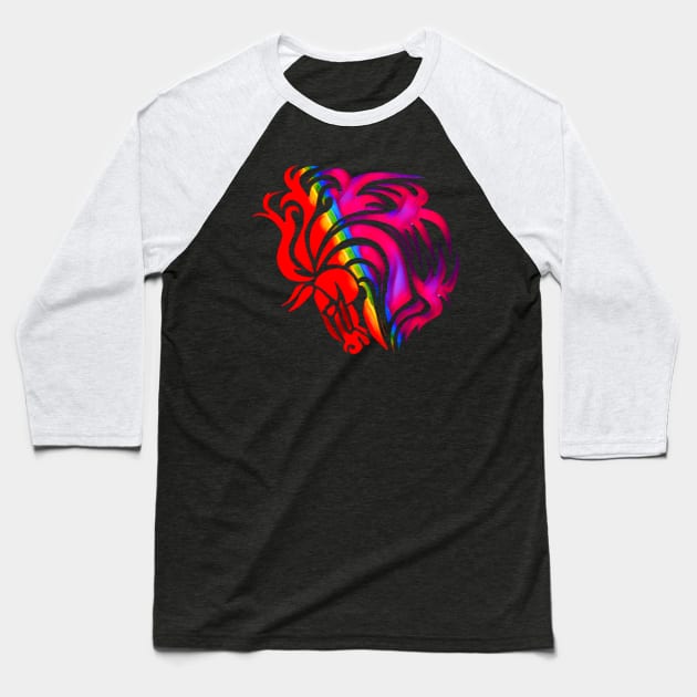 Artistic Colorful Explosion Horse Baseball T-Shirt by AlondraHanley